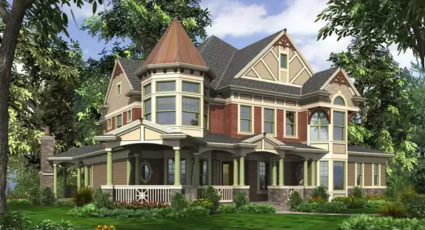image of large victorian house plan 3363